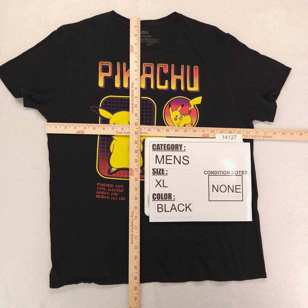 Pokemon Pikachu Graphic Short Sleeve Crew Neck T Shirt Mens Size XL Black - Picture 5 of 9